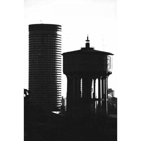 Ponte and Water Tower Black Modern Wood Framed Art Print with Double Matting by Hellmann, Stan