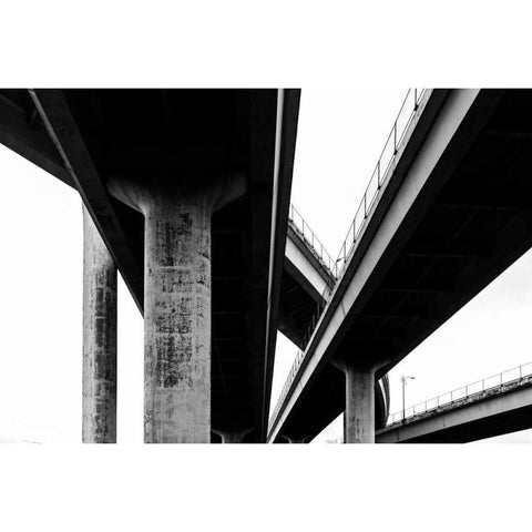 Freeways Black Modern Wood Framed Art Print by Hellmann, Stan