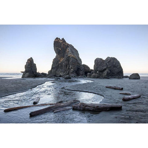 Ruby Beach Morning I White Modern Wood Framed Art Print by Hellmann, Stan