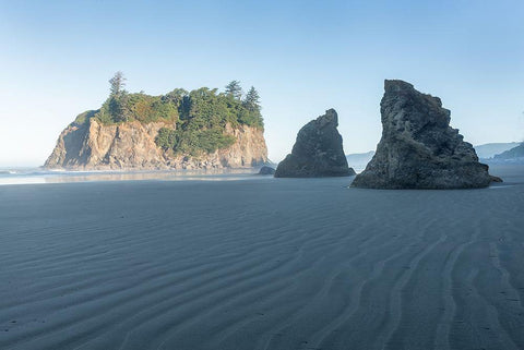 Ruby Beach Morning II White Modern Wood Framed Art Print with Double Matting by Hellmann, Stan