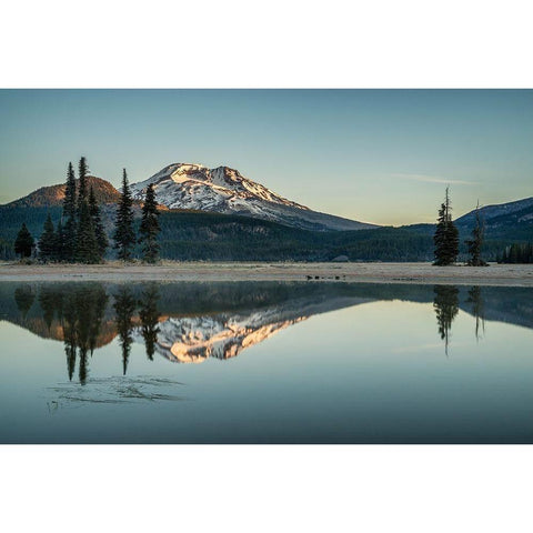 Sparks Lake Morning Black Modern Wood Framed Art Print with Double Matting by Hellmann, Stan