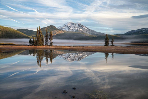 Sparks Lake I White Modern Wood Framed Art Print with Double Matting by Hellmann, Stan