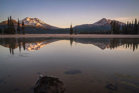 Sparks Lake II Black Ornate Wood Framed Art Print with Double Matting by Hellmann, Stan