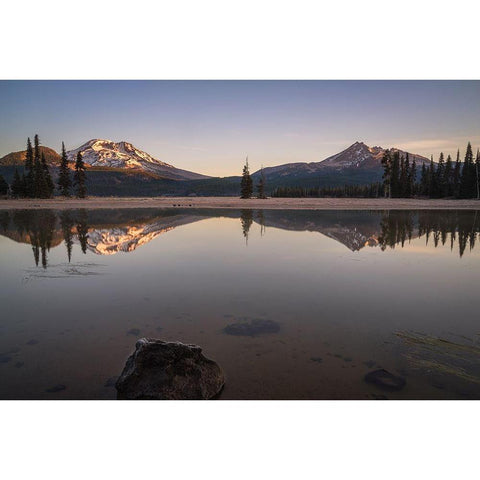 Sparks Lake II Black Modern Wood Framed Art Print with Double Matting by Hellmann, Stan