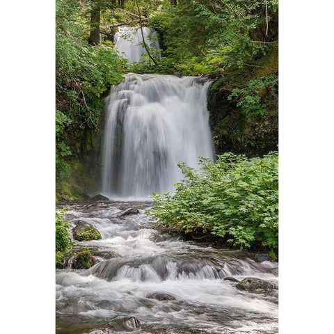 Twin Falls White Modern Wood Framed Art Print by Hellmann, Stan