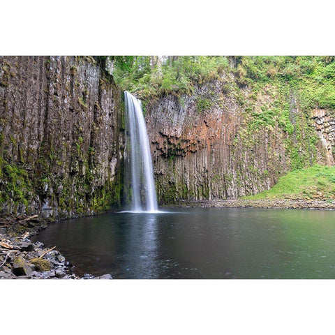 Abiqua Falls I White Modern Wood Framed Art Print by Hellmann, Stan