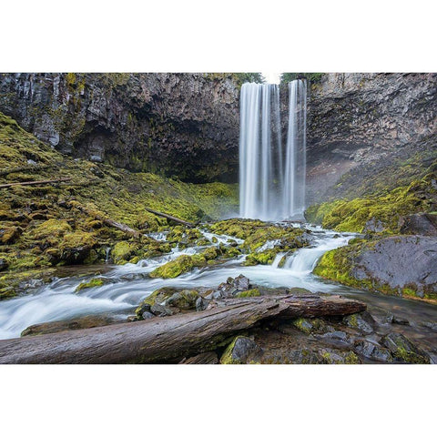 Abiqua Falls II White Modern Wood Framed Art Print by Hellmann, Stan