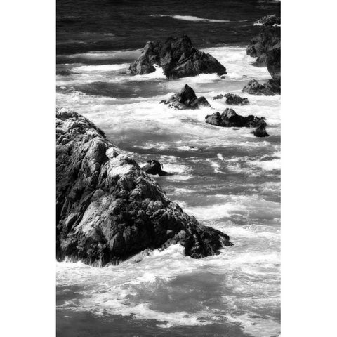 Garrapata Highlands 6 BW White Modern Wood Framed Art Print by Hausenflock, Alan