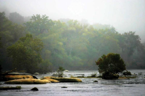 Early Morning River White Modern Wood Framed Art Print with Double Matting by Hausenflock, Alan