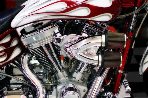 Twin Power II White Modern Wood Framed Art Print with Double Matting by Hausenflock, Alan