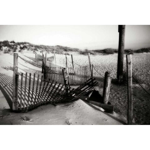 Dunes Fence II Black Modern Wood Framed Art Print with Double Matting by Hausenflock, Alan