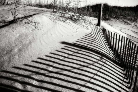 Dunes Fence III White Modern Wood Framed Art Print with Double Matting by Hausenflock, Alan