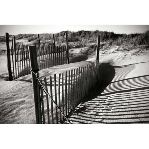 Dunes Fence IV White Modern Wood Framed Art Print by Hausenflock, Alan