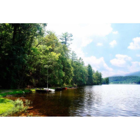 Douthat Lake V White Modern Wood Framed Art Print by Hausenflock, Alan