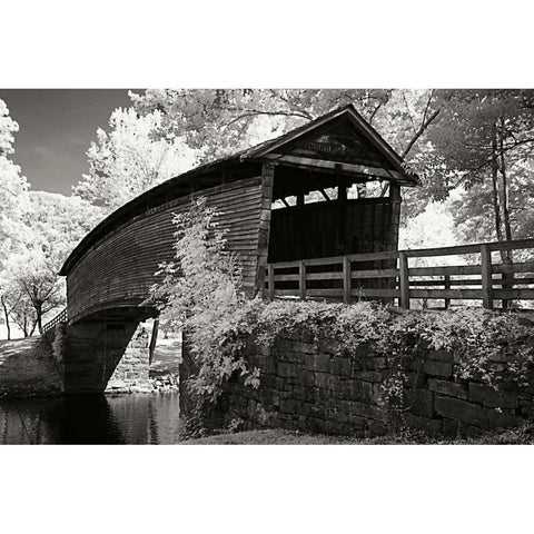 Old Covered Bridge II White Modern Wood Framed Art Print by Hausenflock, Alan