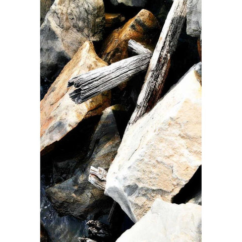 Rocks and Wood I White Modern Wood Framed Art Print by Hausenflock, Alan