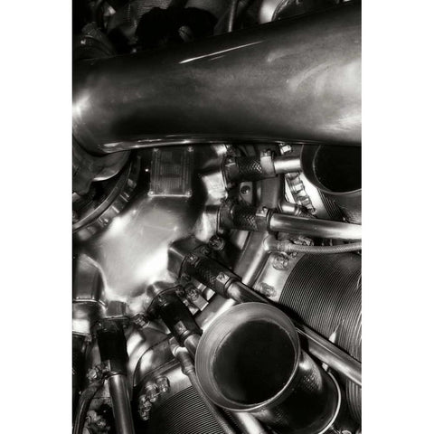 Engine II Black Modern Wood Framed Art Print with Double Matting by Hausenflock, Alan