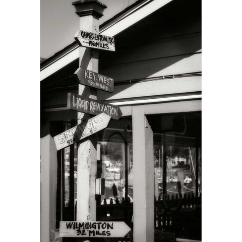 Which Way Cafe II - BW Black Modern Wood Framed Art Print with Double Matting by Hausenflock, Alan