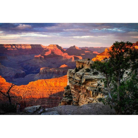 Mather Point Sunset I White Modern Wood Framed Art Print by Hausenflock, Alan