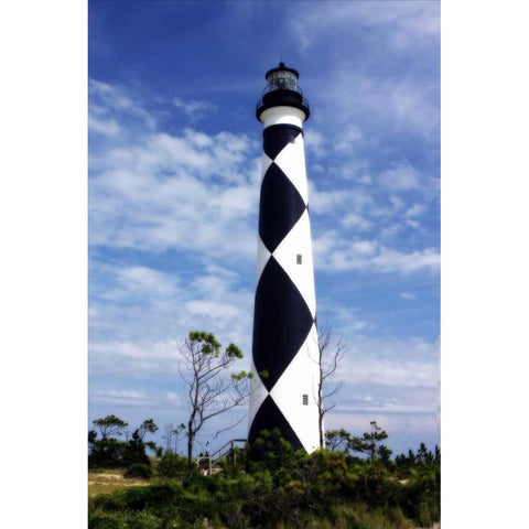 Cape Lookout Light White Modern Wood Framed Art Print by Hausenflock, Alan