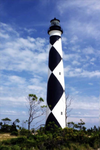 Cape Lookout Light Black Ornate Wood Framed Art Print with Double Matting by Hausenflock, Alan