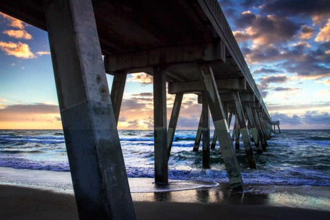 Mercers Pier II White Modern Wood Framed Art Print with Double Matting by Hausenflock, Alan