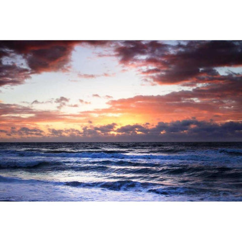 Ocean Sunrise I White Modern Wood Framed Art Print by Hausenflock, Alan