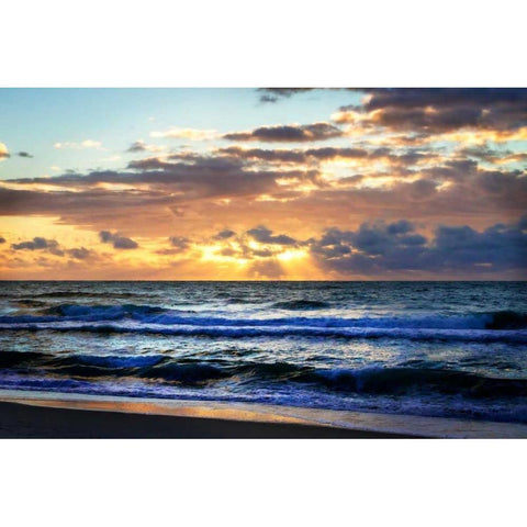 Ocean Sunrise II Black Modern Wood Framed Art Print with Double Matting by Hausenflock, Alan