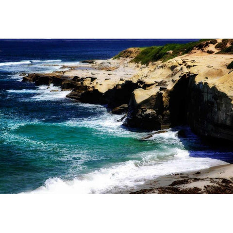 La Jolla Beach IV Black Modern Wood Framed Art Print with Double Matting by Hausenflock, Alan