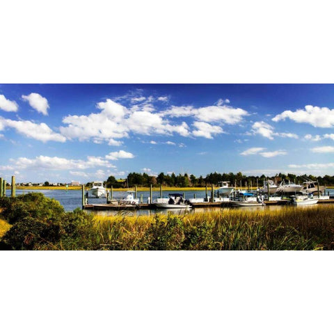 Waterway Dock II Black Modern Wood Framed Art Print with Double Matting by Hausenflock, Alan