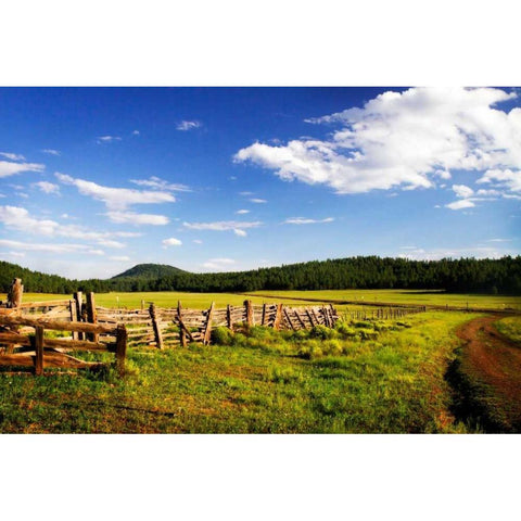 Big Sky Ranch I White Modern Wood Framed Art Print by Hausenflock, Alan