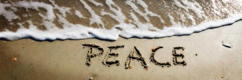 Peace White Modern Wood Framed Art Print with Double Matting by Hausenflock, Alan