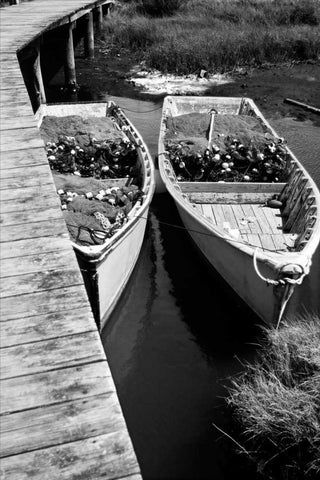 Nets and Boats II White Modern Wood Framed Art Print with Double Matting by Hausenflock, Alan