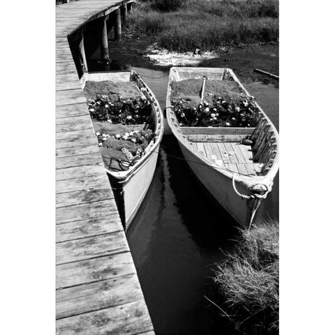 Nets and Boats II Black Modern Wood Framed Art Print with Double Matting by Hausenflock, Alan