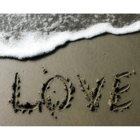 Love in Sand White Modern Wood Framed Art Print by Hausenflock, Alan