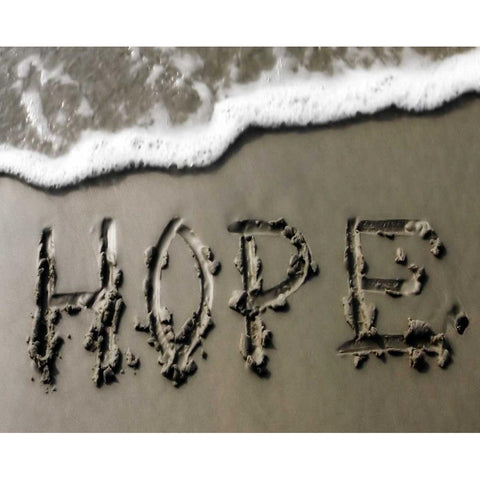 Hope in Sand White Modern Wood Framed Art Print by Hausenflock, Alan