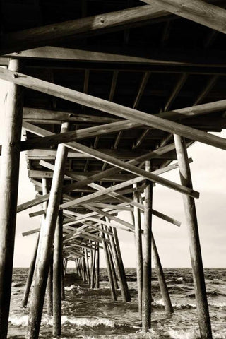 Atlantic Beach Pier II White Modern Wood Framed Art Print with Double Matting by Hausenflock, Alan