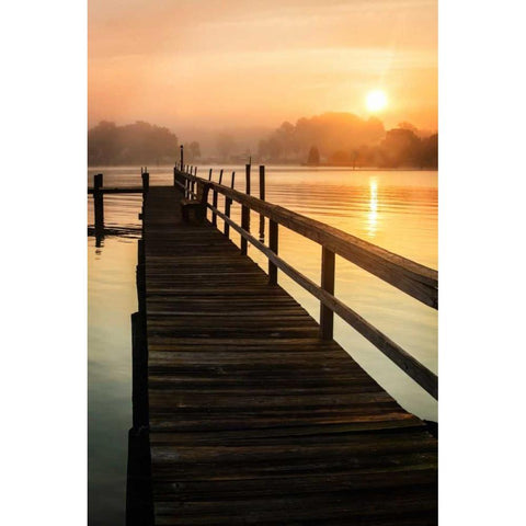 Cobb Island Sunrise II White Modern Wood Framed Art Print by Hausenflock, Alan