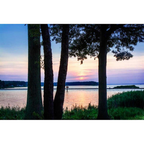 Cobb Island Sunset II Black Modern Wood Framed Art Print with Double Matting by Hausenflock, Alan