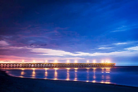 Surfside Pier Sunrise I Black Ornate Wood Framed Art Print with Double Matting by Hausenflock, Alan