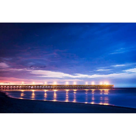 Surfside Pier Sunrise I Black Modern Wood Framed Art Print by Hausenflock, Alan