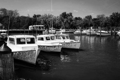 Deadrise Boats Black Ornate Wood Framed Art Print with Double Matting by Hausenflock, Alan