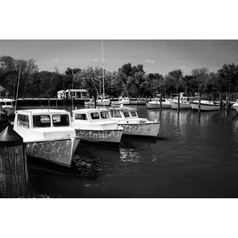 Deadrise Boats Black Modern Wood Framed Art Print with Double Matting by Hausenflock, Alan