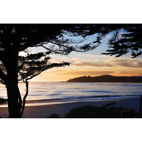 Carmel Sunset III White Modern Wood Framed Art Print by Hausenflock, Alan