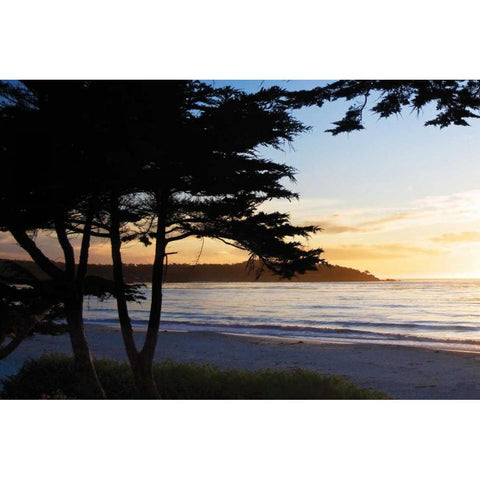 Carmel Sunset IV Black Modern Wood Framed Art Print with Double Matting by Hausenflock, Alan