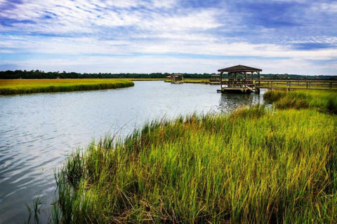 Pawley Island I White Modern Wood Framed Art Print with Double Matting by Hausenflock, Alan