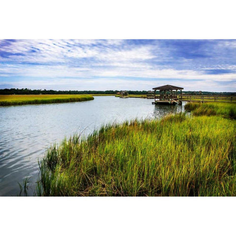 Pawley Island I Gold Ornate Wood Framed Art Print with Double Matting by Hausenflock, Alan