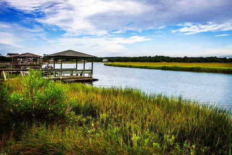 Pawley Island II White Modern Wood Framed Art Print with Double Matting by Hausenflock, Alan