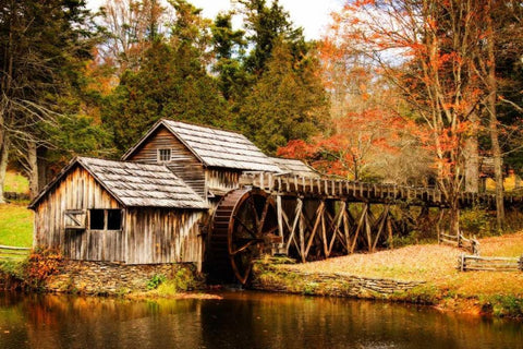 Mabry Mill III Black Ornate Wood Framed Art Print with Double Matting by Hausenflock, Alan