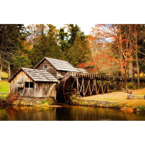 Mabry Mill III White Modern Wood Framed Art Print by Hausenflock, Alan